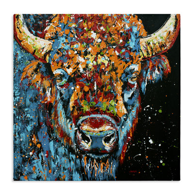 Art moderne sur toile de style bison moderne par Jen Seeley