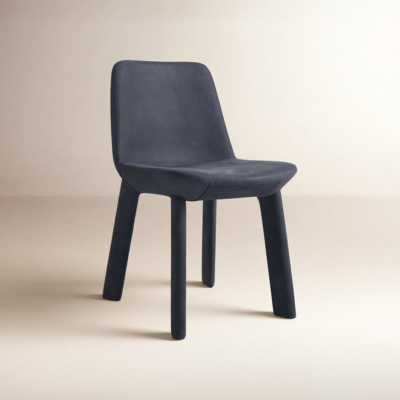 Neat Leather Dining Chair, Ink Genuine Leather