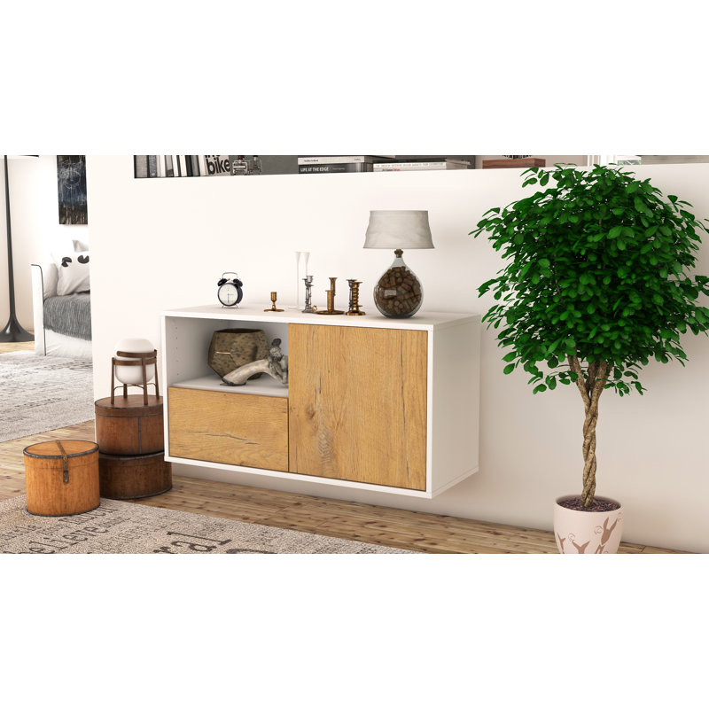 Lavella Unfinished Floating TV Stand, Oak