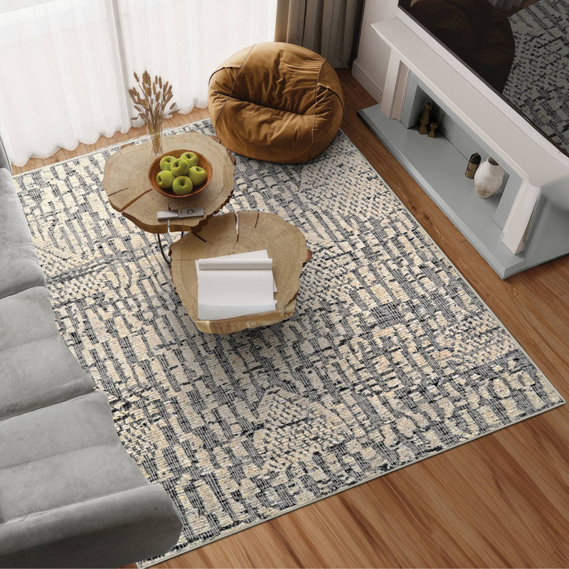 Tapis gris anthracite en laine Crestfield, Rectangle 5 pi 6 po x 8 pi 6 po