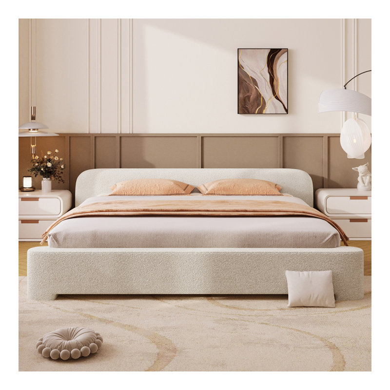 [Lit douillet rembourré blanc Bouce [- Un ajout de rêve à votre chambre à coucher, KING