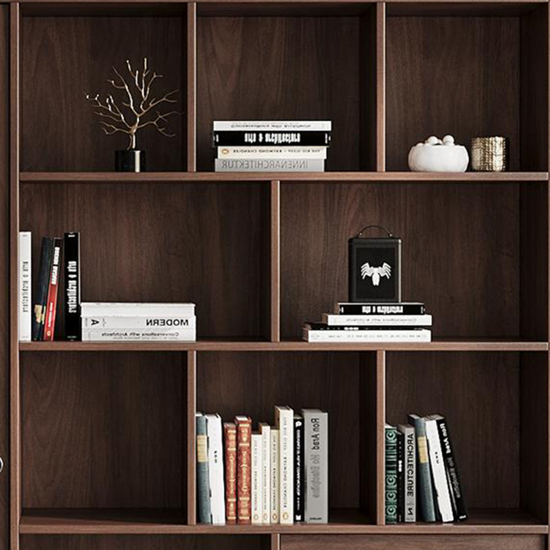 Bibliothèque de rangement de style chinois, Brun, (7 tablettes) H 78,74 po x l 70,87 po x P 13,78 po
