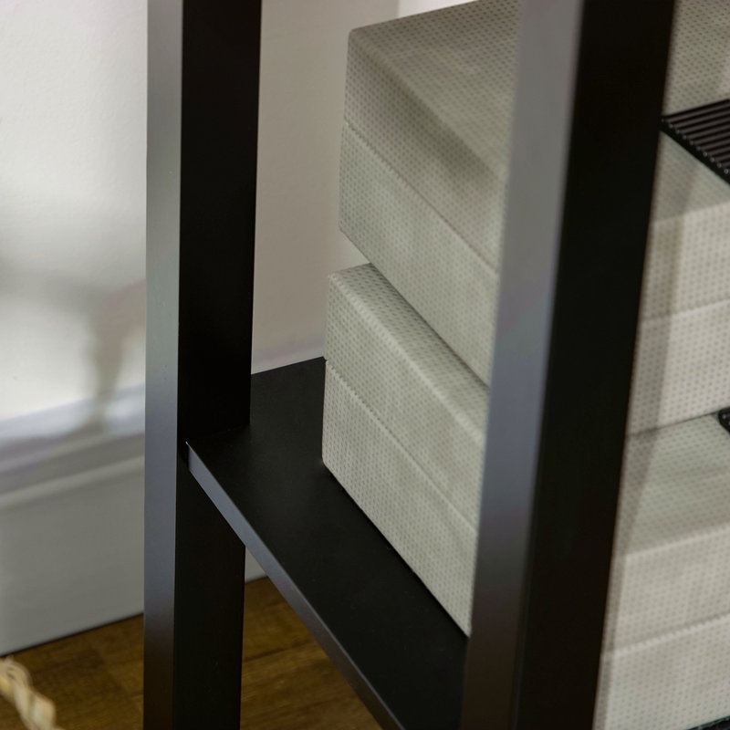 29" Black Side Table With Drawer And Shelf. Living Room Accent Piece. Stores Photos, Plants. Elegant Appearance Blends Any . Made Of . Tipping Function Guarantees Stability. Elevated Bottom Shelf
