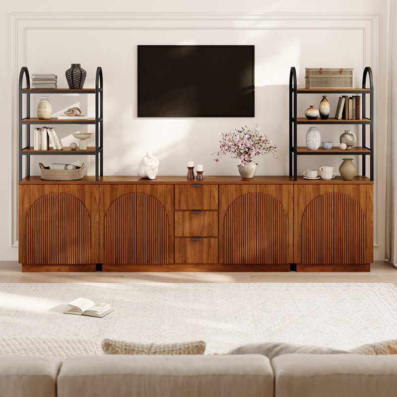 Meuble télé 3 pièces Designer, Noyer