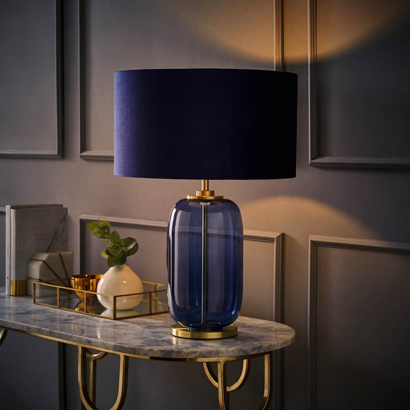 Andrevil Glass Table Lamp, Blue, Navy Blue