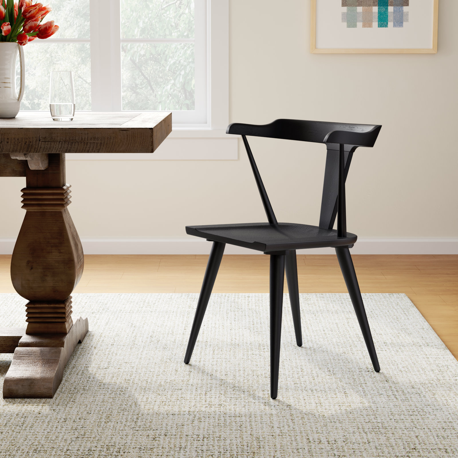  Solid Wood Dining Chair, Black