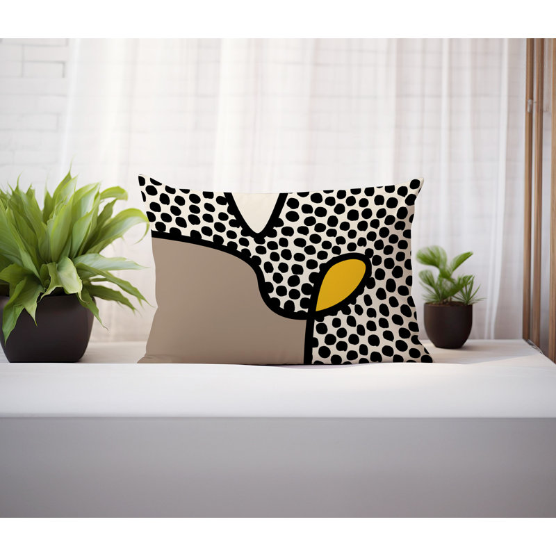 Coussin lombaire réversible intérieur / extérieur Jai Abstract, H 14 po x l 20 po, Jaune