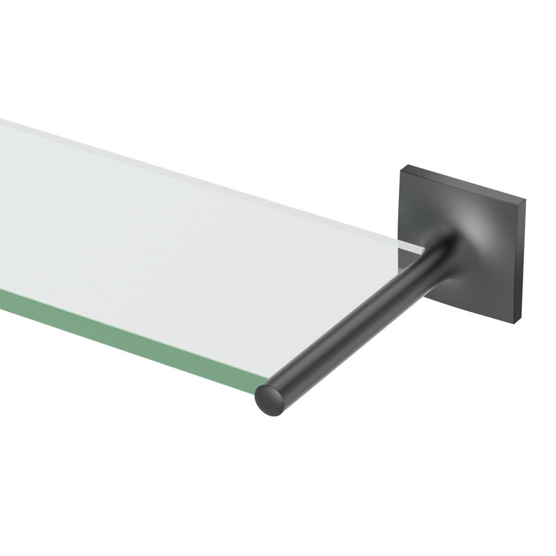 Waterline Bathroom Vanity Glass Shelf | 21.5"L x 5.75"D, 8 mm Tempered Glass Shelf, Matte Black