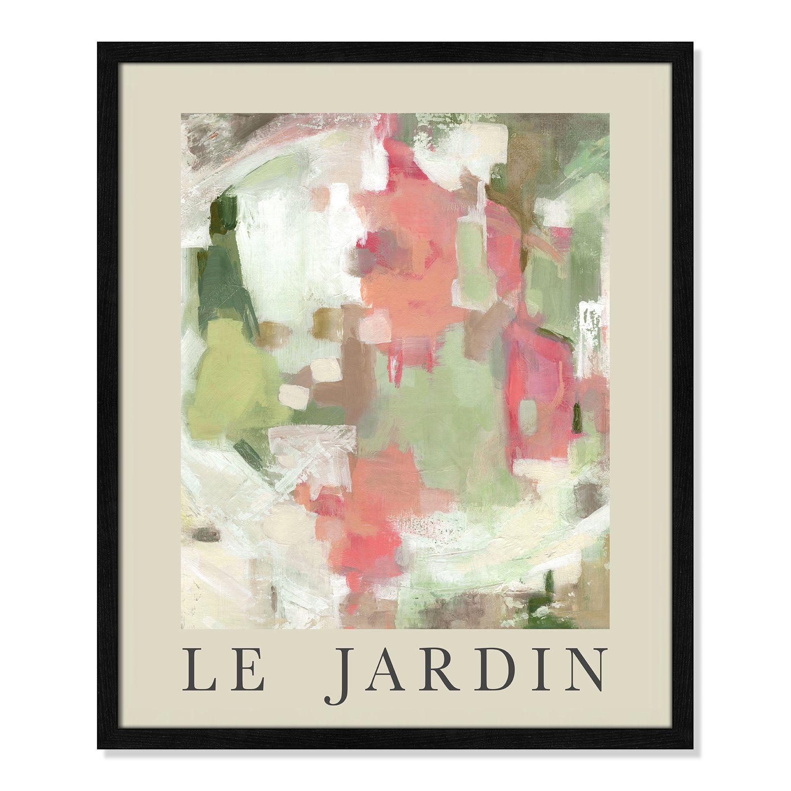 Riya "Le Jardin" Print by Carol Robinson, Black Single Picture Frame, No, 25.5" H x 21.5" W x 0.75" D