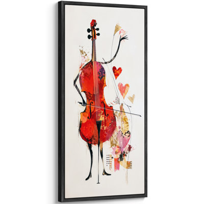 Abstract Red Violin Musical Instrument Modern Artwork Living Room Decor Extra Large Pictures Framed Canvas Print Wall Art