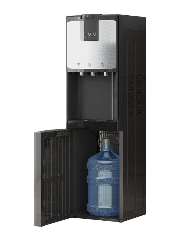 Stainless Steel Bottom Loading Water Dispenser-Instant Cooling,Three Temperature Control,Anti-Scald Shield & Apartment-Friendly(Black)