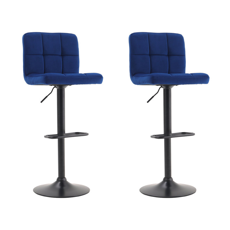 Aleesa Upholstered Adjustable Height Bar Stool, Blue