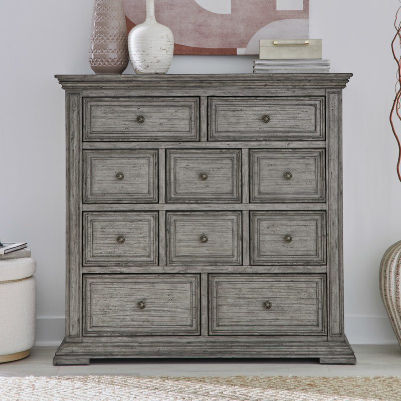 Temple Cloud 10 Drawer Dresser w/ Lined Interior, Gray