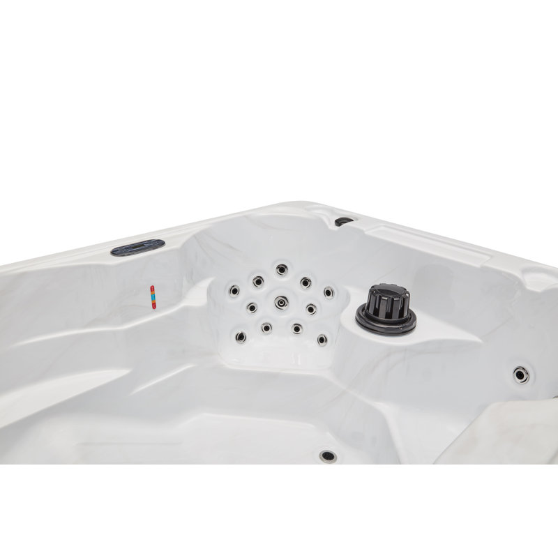 Gray Acrylic 4-Person Rectangle Hot Tub with 39 Jets