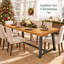 Table de salle à manger d'extérieur en bois d'acacia 70,75 po, plateau en bois brun naturel avec structure en métal noir, panneau à lattes de style rustique pour patio et cour arrière-890007507-890007516