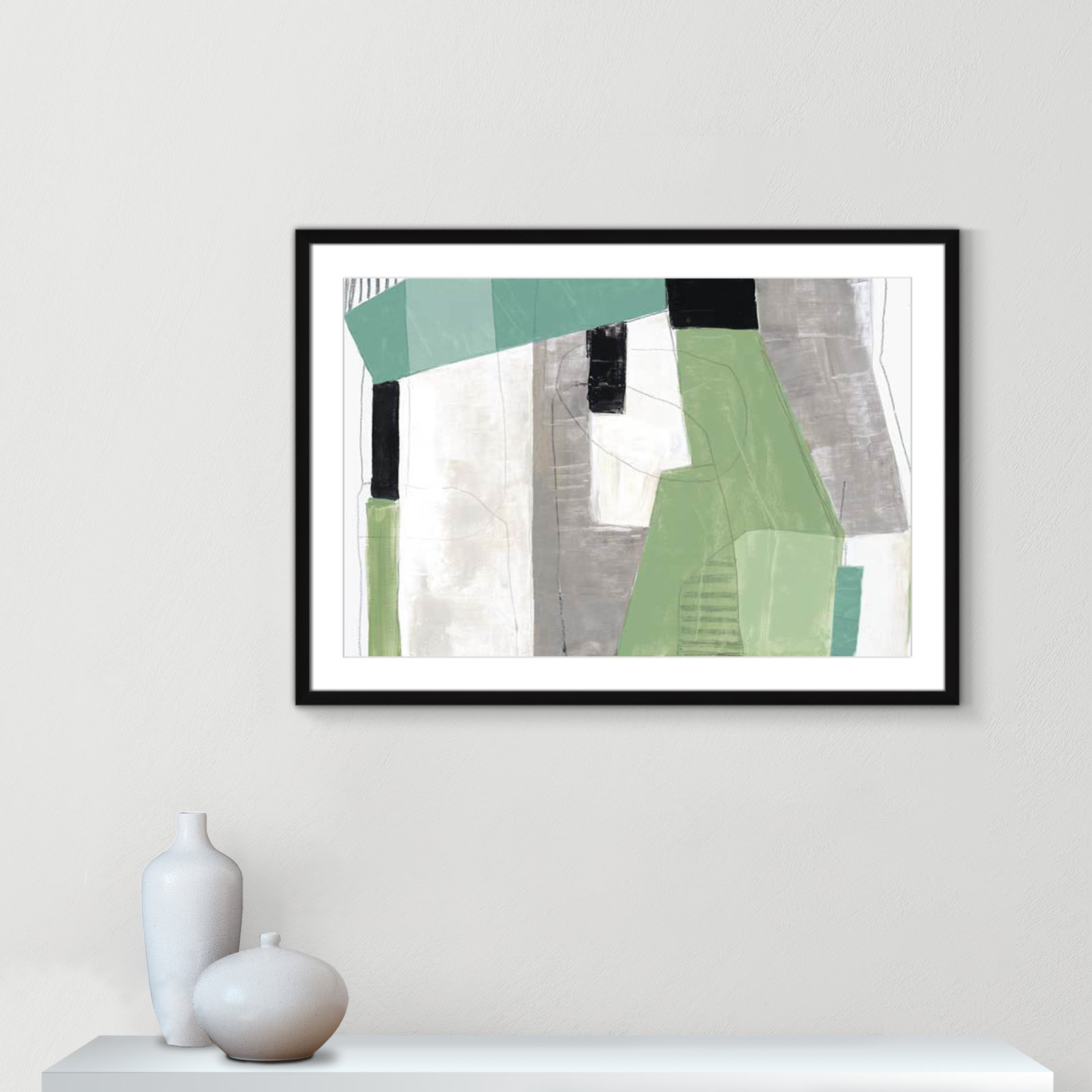 Evergreen Essence by Tom Reeves, White, Black Box Frame - Matted Fine Art Paper Print, 25.5" H x 35.5" W x 1.25" D