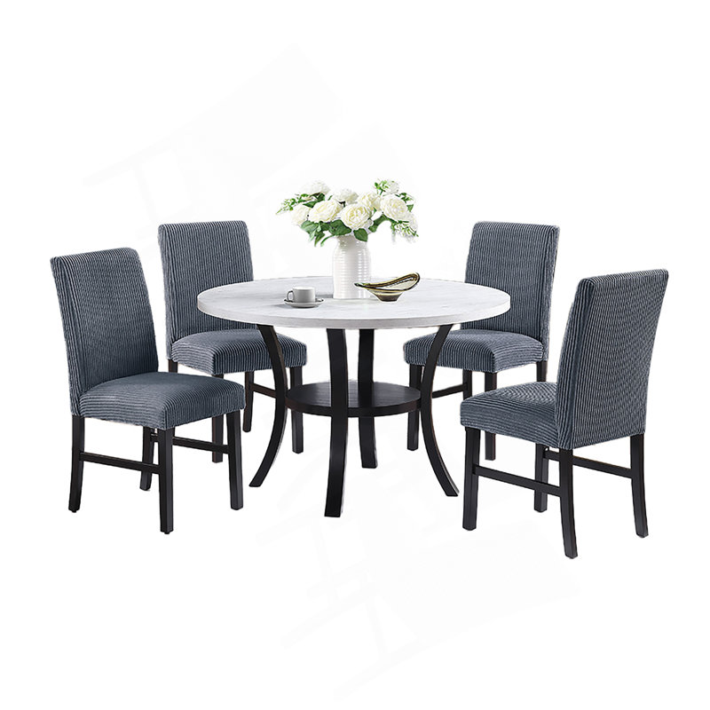 Ensemble de salle à manger 5 pièces Modern Elegant, Noir / gris foncé, Noir / blanc / gris foncé