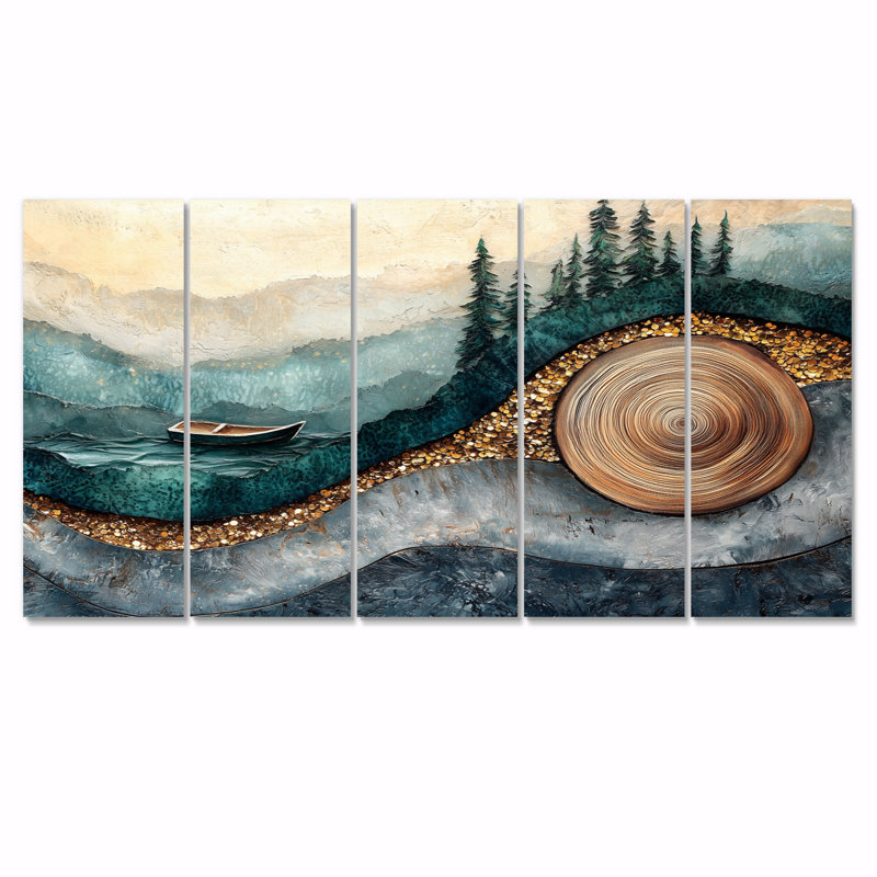 Émeraude et rivière de cristal dans la forêt III - Art mural forêt - Art mural traditionnel, H 32 po x l 80 po, 5