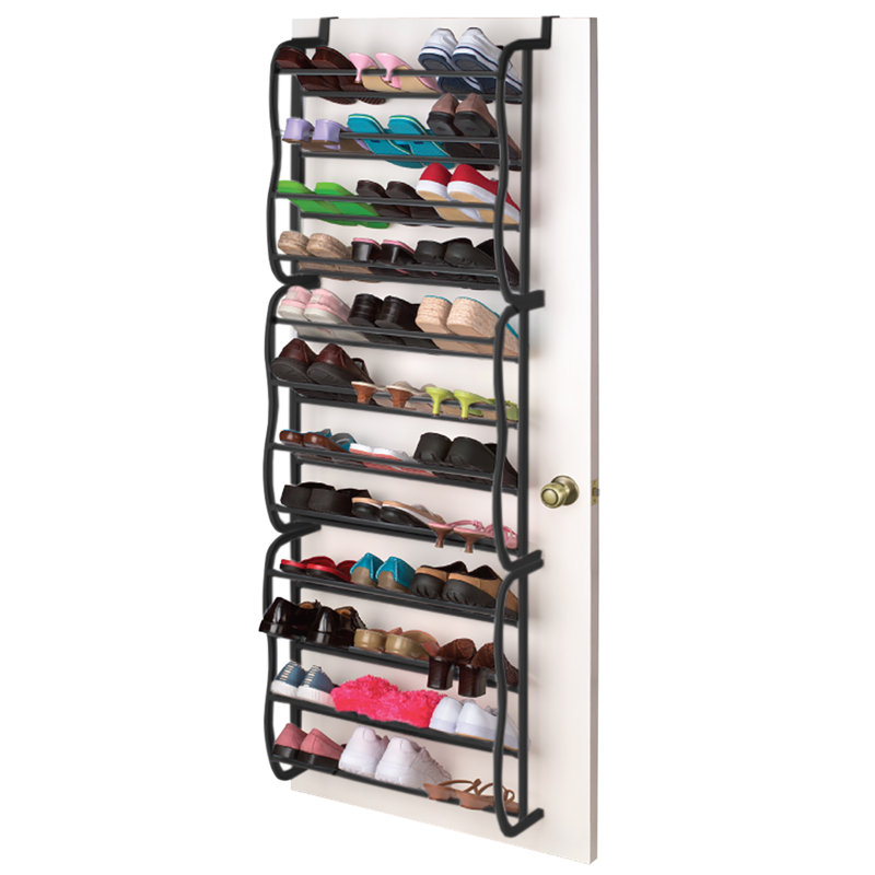 Rangement à chaussures 36 paire par-dessus une porte en acier Home Basics, noir
