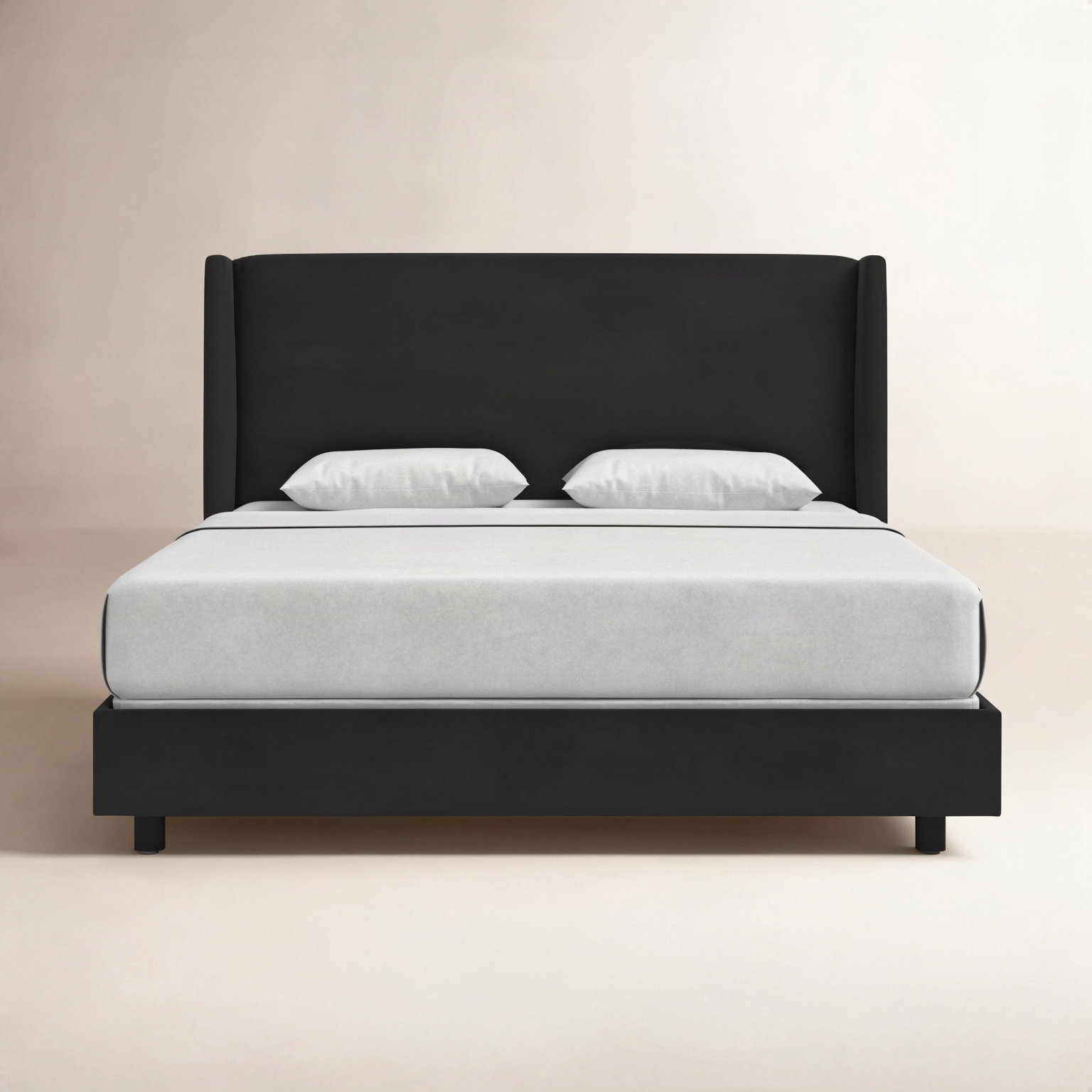 Tilly Upholstered Wingback Bed, King, Classic Black Performance Velvet