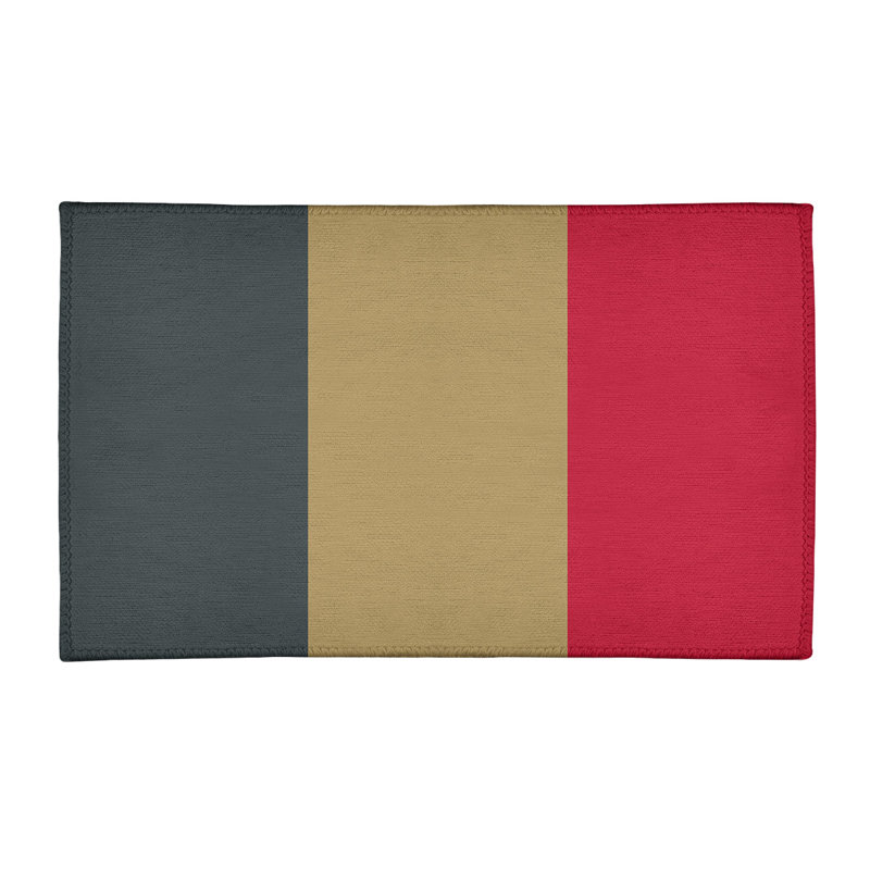 Tapis gris à rayures en acier national hockey, Rectangle 3 pi x 5 pi