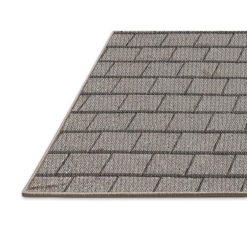 Tapis gris tissé à la machine, Rectangle 5 pi x 8 pi
