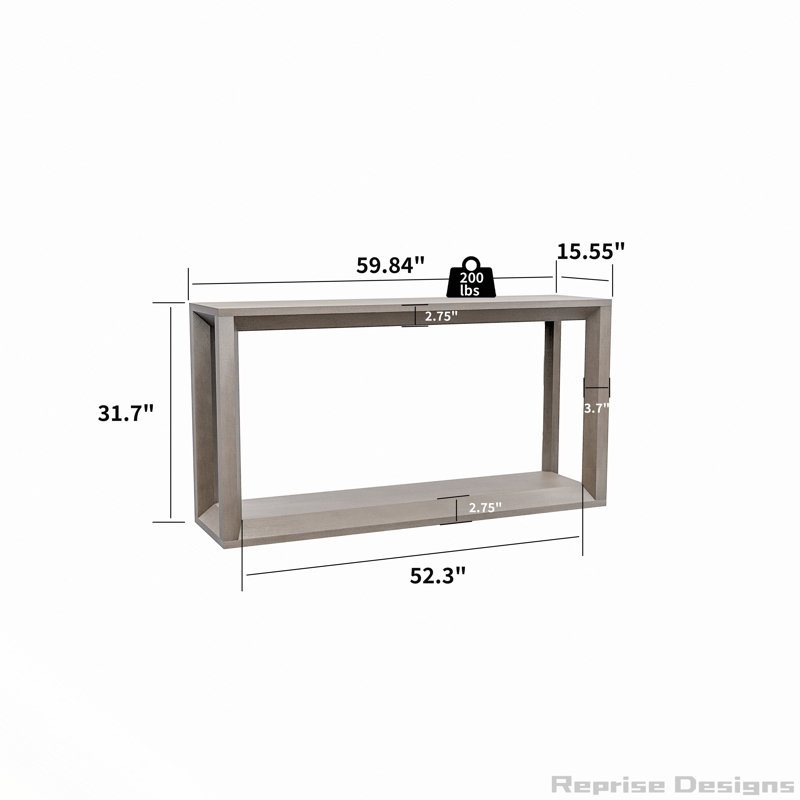 Console rectangulaire de 60 po en placage de bois massif, table de canapé large, table de canapé derrière avec amplement de rangement pour le vestibule et le salon