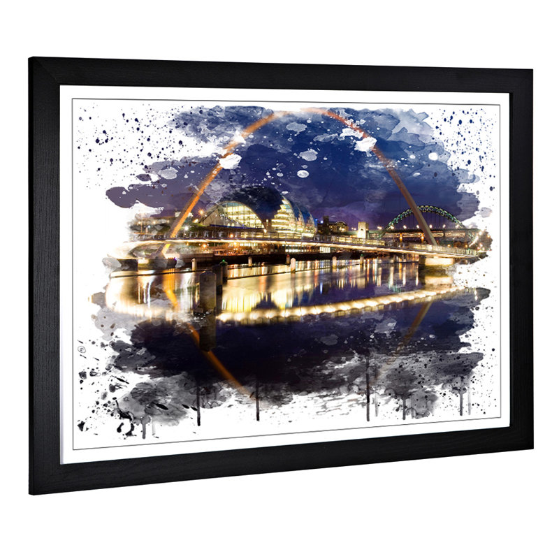 Millennium Bridge Newcastle - Wall Art, 45cm H x 62cm W, Framed Picture