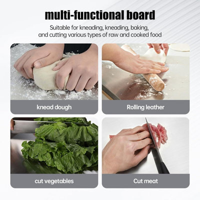 Planche à découper et à pâtisserie en acier inoxydable de 50 x 40 cm avec rebord.