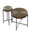 Ensemble de table basse et de bout 2 pièces, panneau de fibres à densité moyenne imperméable avec housse en PVC, conception cylindrique vieillie et pieds en métal noir, ensemble de table rustique en cèdre rouge pour le salon-1199663333