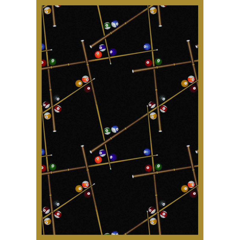 Tapis noir touffeté de jeu et de divertissement Gaming and Entertainment, Rectangle 7 pi 8 po x 10 pi 9 po
