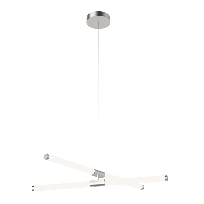 Akari Sleek Minimalist 35.5" LED Linear Chandelier in Brushed Nickel