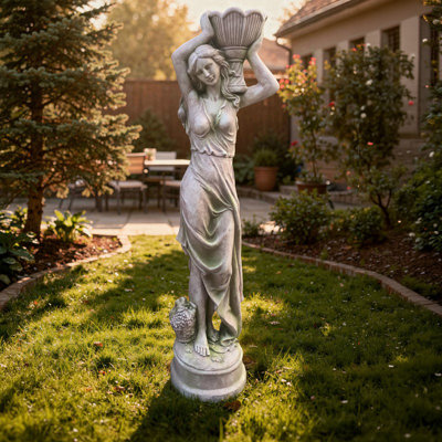 71in. Tall Lady Statue Carrying Flower Pot - Dariia
