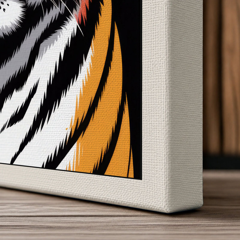 Tiger's Intense Gaze Modern - Wrapped Canvas, 30x20 - 76.2 x 50.8 cm, Cream Border