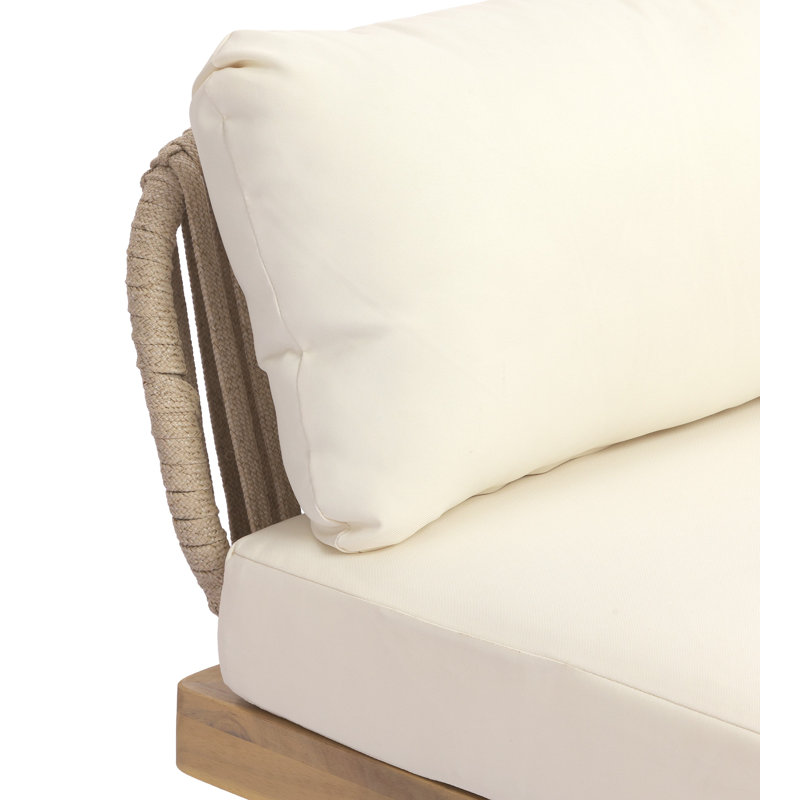 Ensemble de canapé modulaire d'extérieur en bois d'acacia 7 pièces avec dossier en corde