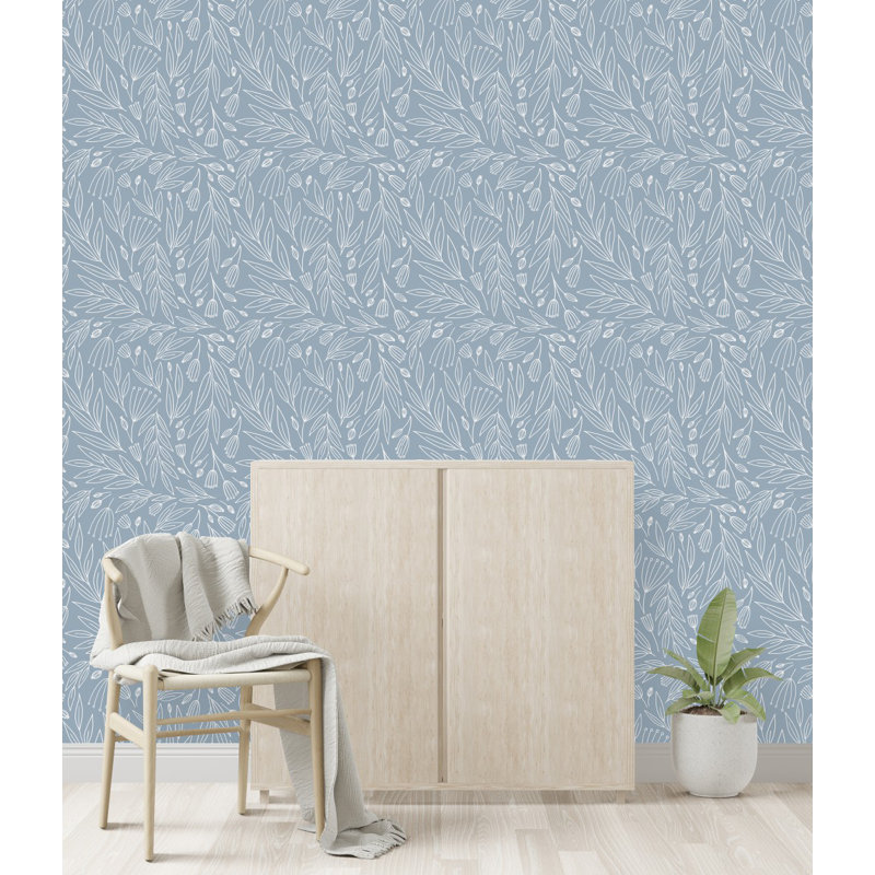 Grey Wallpaper With Leaves Pattern