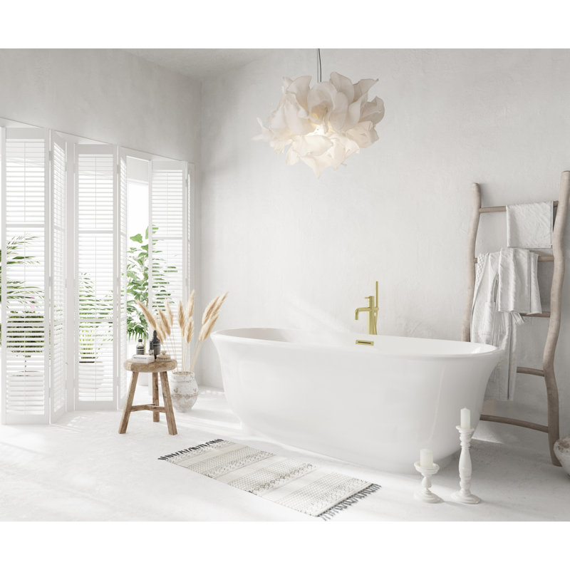 Chaylynn 67'' x 31'' Soaking Acrylic Bathtub, Brushed Gold