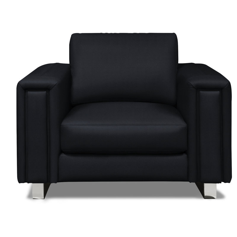 Tribeca Leather Club Chair, Cobalt (Dreamer), Stainless Steel