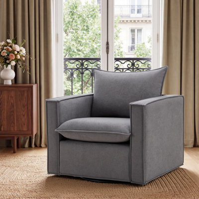 34.2" Wide Upholstered Swivel Accent Armchair