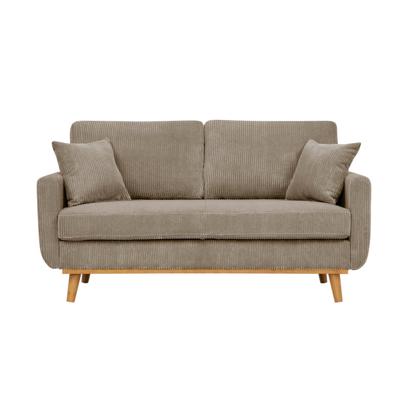 Narnclaedra 65'' Corduroy Square Arm Loveseat, Camel
