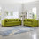 Velours pour salon avec look moderne, 5 sièges, accoudoirs carrés, ressorts ensachés, housses amovibles et accoudoirs de canapé 2 + 3 places lavables, clous argentés, coussins de rangement sous le siège