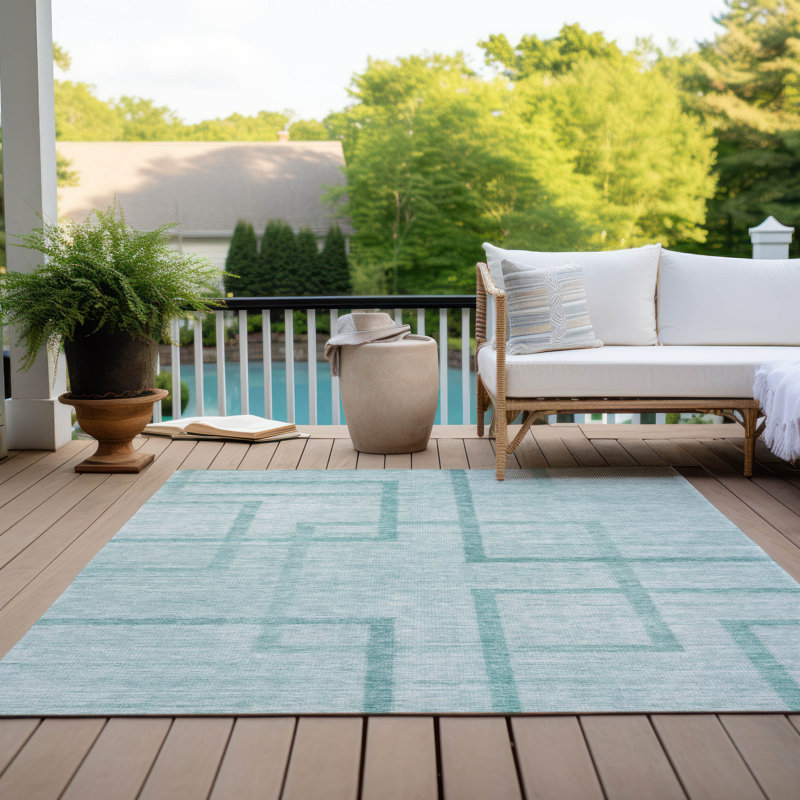 Tapis intérieur / extérieur en polyester tissé à la machine Malchow, Rectangle 5 pi x 7 pi 6 po
