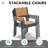 8 - Person Aluminum Outdoor Dining Set with Umbrella Hole, Stacking Armless and Armed Chairs-1636490466