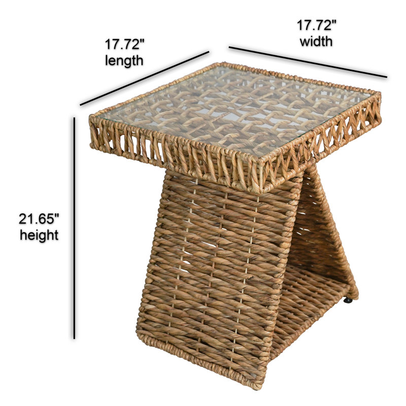 Table de bout avec tablette de rangement en verre Taj