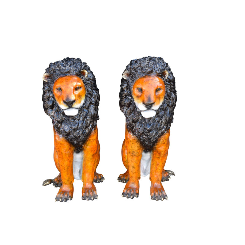 Paire de statues de couleur bronze faites en bronze, taille: 29 po x 44 po x H 41 po