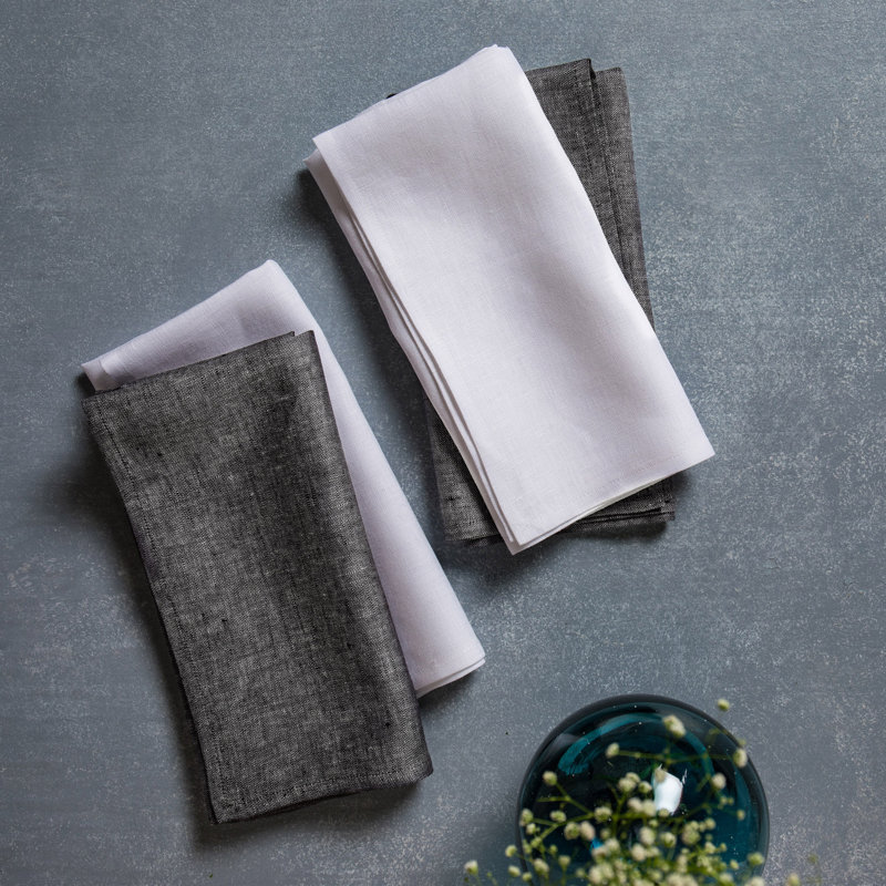 100% Pure Linen Dinner Napkins - Fete, White