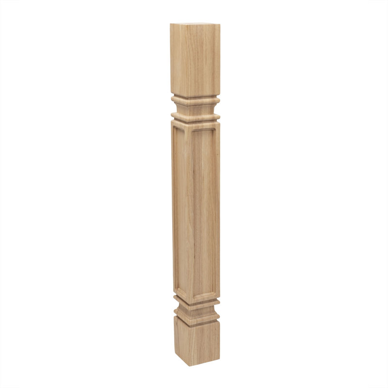 Unfinished Solid Hardwood Mission Kitchen Island Leg, 35.25" H x 5" W x 5"D, Maple
