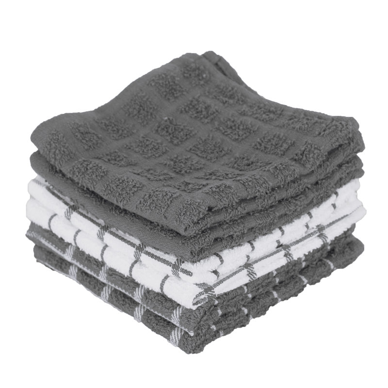 Cotton Plaid Dish Cloth Kitchen Towel, Gray