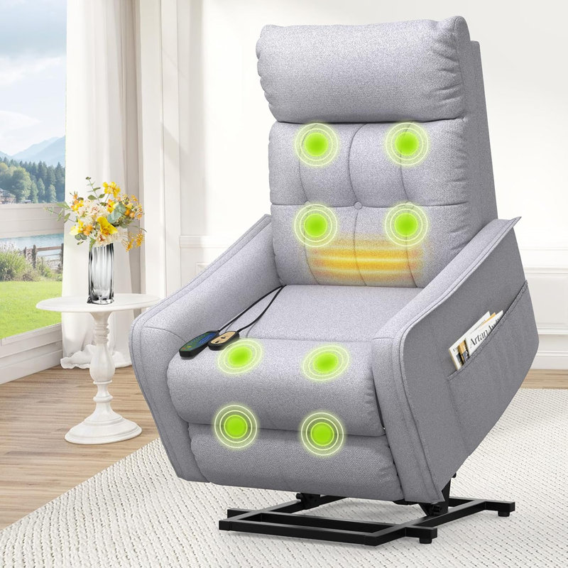 67cm Wide Home Theatre Recliner with Massager, Light Grey