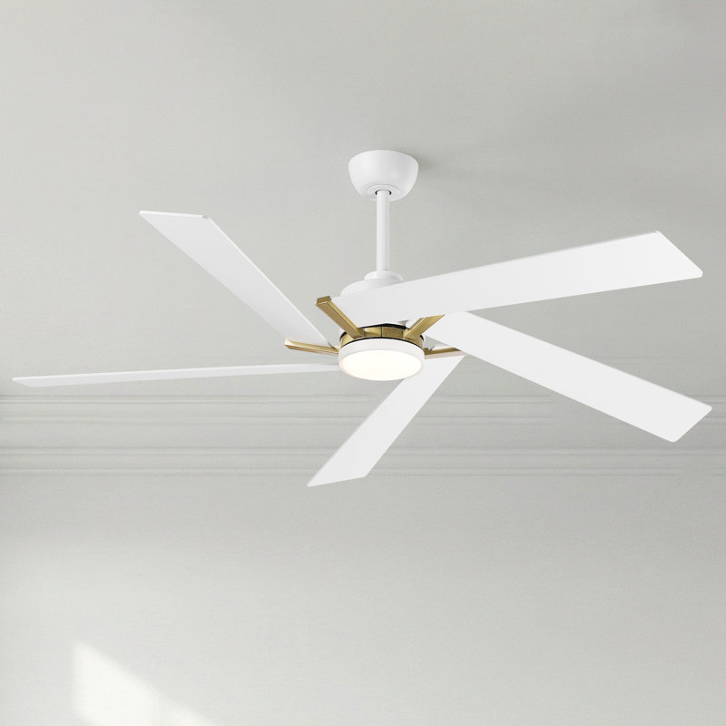 60" Modern Farmhouse Dimmable LED Ceiling Fan With 3CCT Lights And Remote Control, 5 Dual Finish Wood Blades, Quiet 6 Speed Reversible DC Motor, 6"/10" Downrods Included